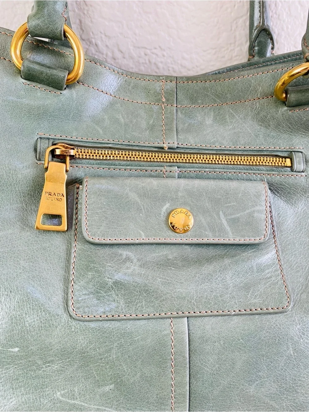 Prada Glazed Calfskin Vitello Shine Tote